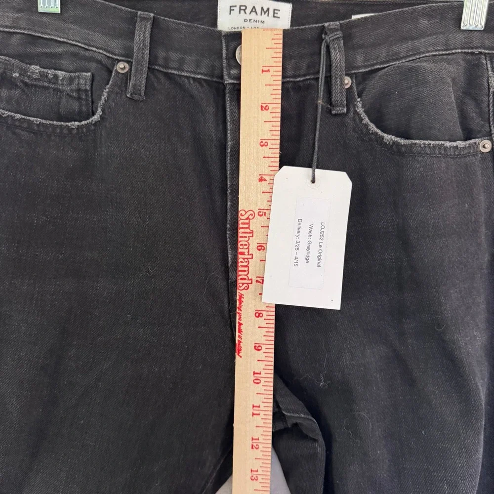 NWT FRAME Denim Le Original Grayridge‎ Distressed Black Straight Leg Jeans 26 30